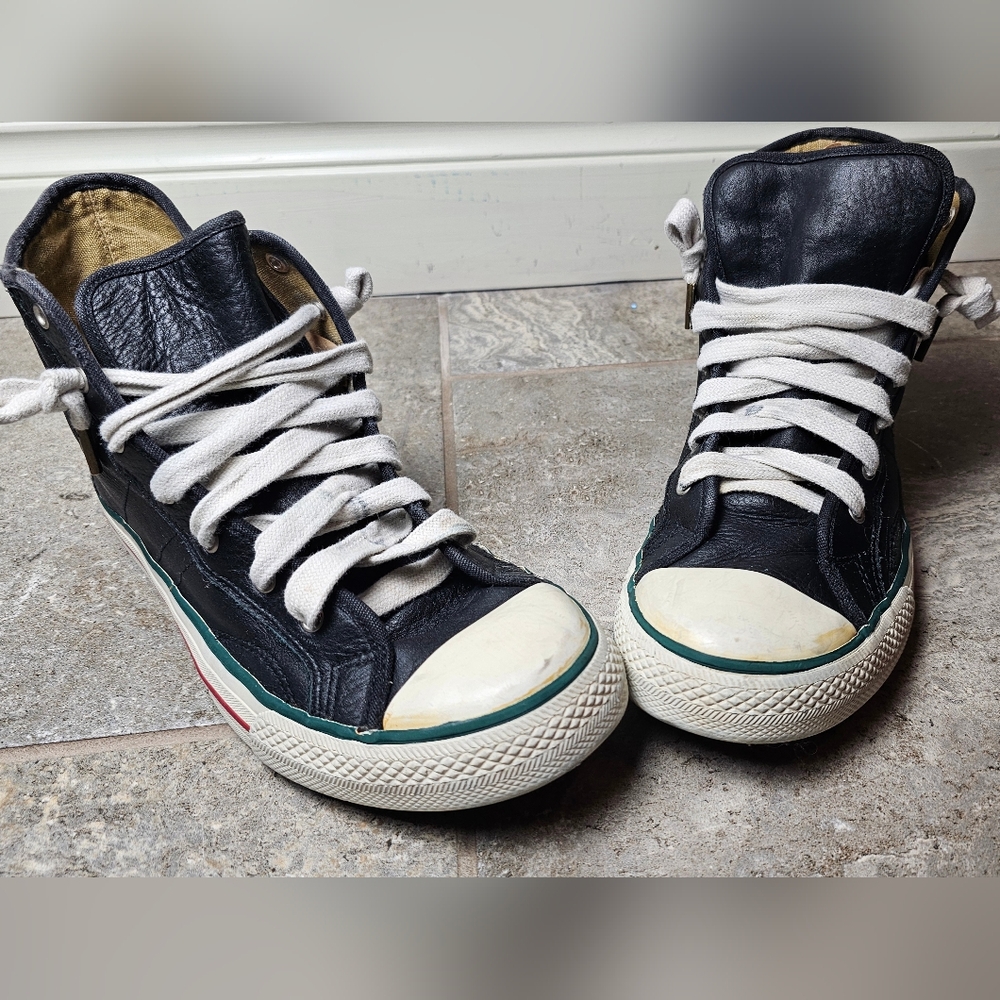 [AMERICAN EAGLE OUTFITTERS] Dark Blue Leather High-Top Sneakers Men's《10》 - Picture 3 of 15